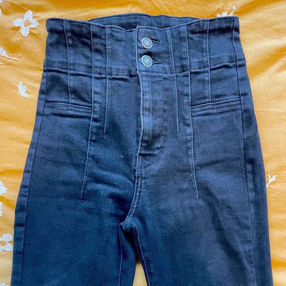 Free People High Waisted Black Jeans 25